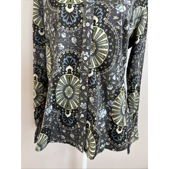 Talbots Mandala Bloom Button-Up Shirt Boho Statement Piece size 14 - Picture 2 of 8
